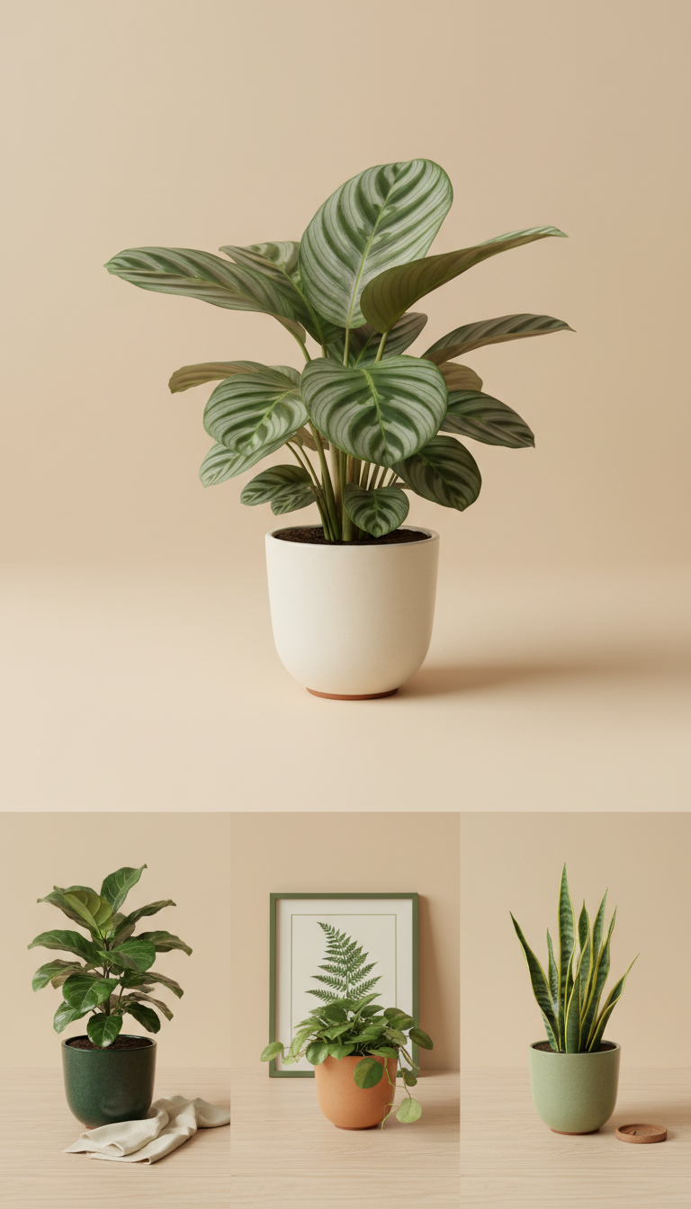 Calathea orbifolia in matte ceramic pot