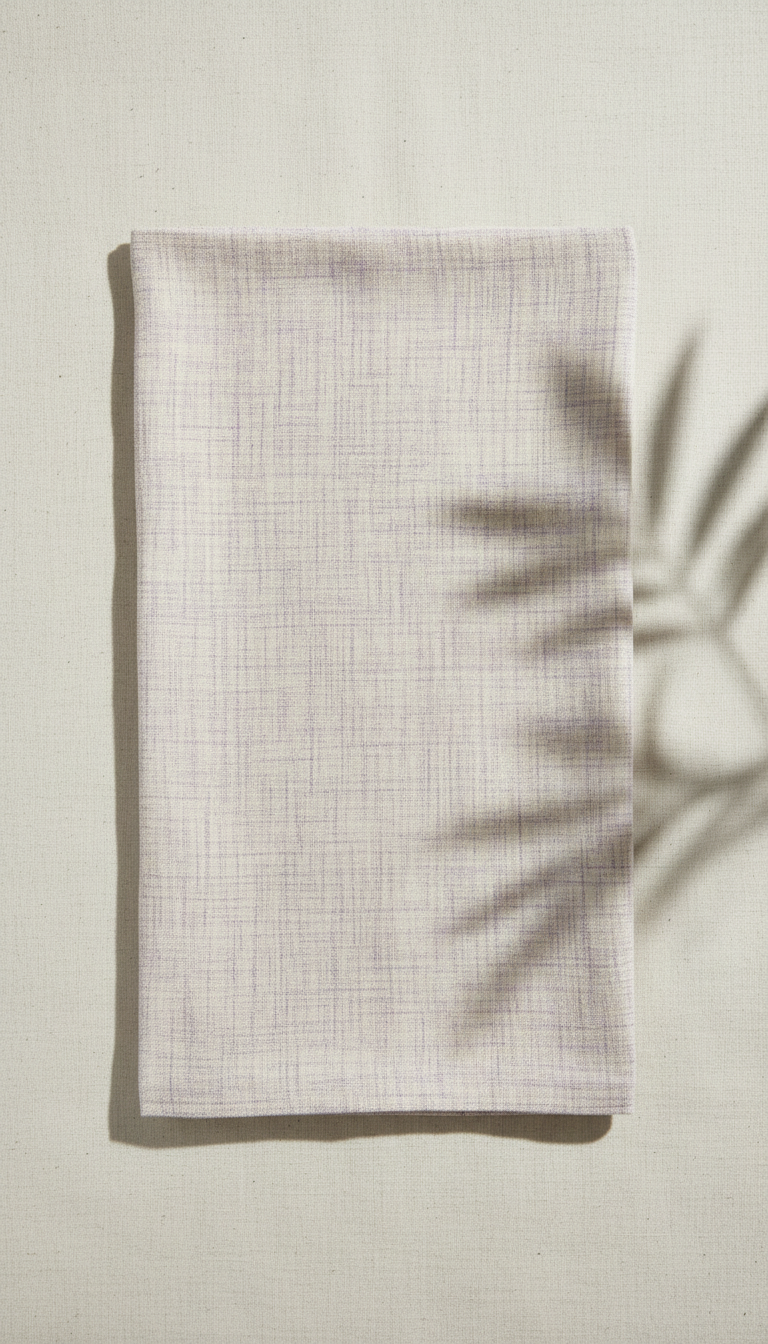 Textured Linen Tea Towel in Cream and Lavender Mist
