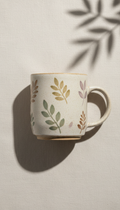 Botanical Stoneware Mug with Leaf Relief